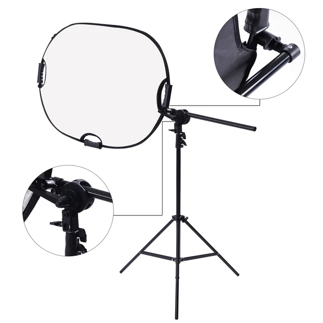 Photo Studio Lighting Reflector with Stand and Reflector Clamp Holder Kit US