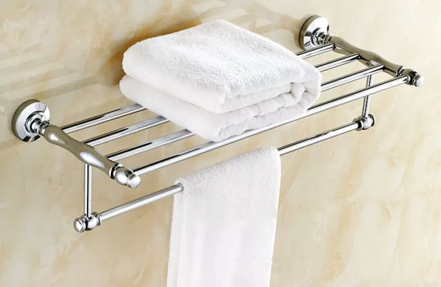 Chrome Brass Wall Mounted Bathroom Accessories Set Series Towel Shelf Bar GJ022