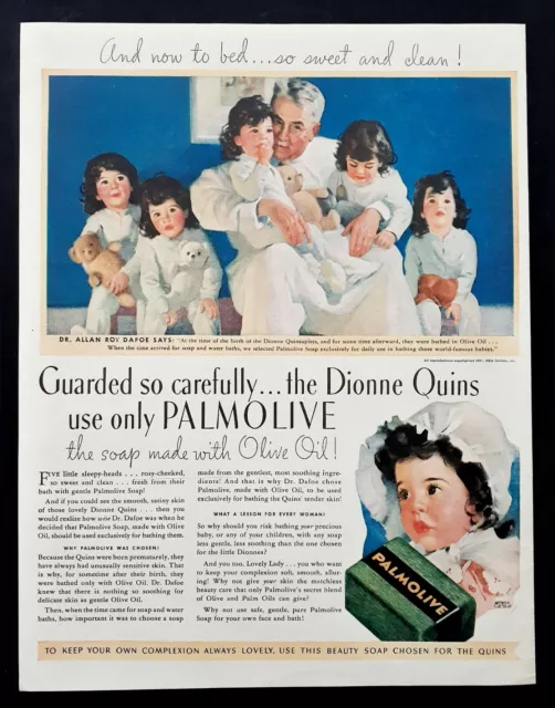 Palmolive Soap Dionne Quintuplets ad vintage 1937 original advertisement