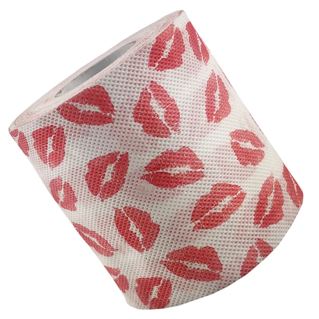 Pulpa fresca lápiz labial rojo rollo impreso patrón de labios servilleta red