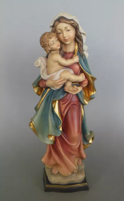 Mutter Gottes Madonna mit Kind Marienfigur 31 cm hoch Holz geschnitzt bemalt