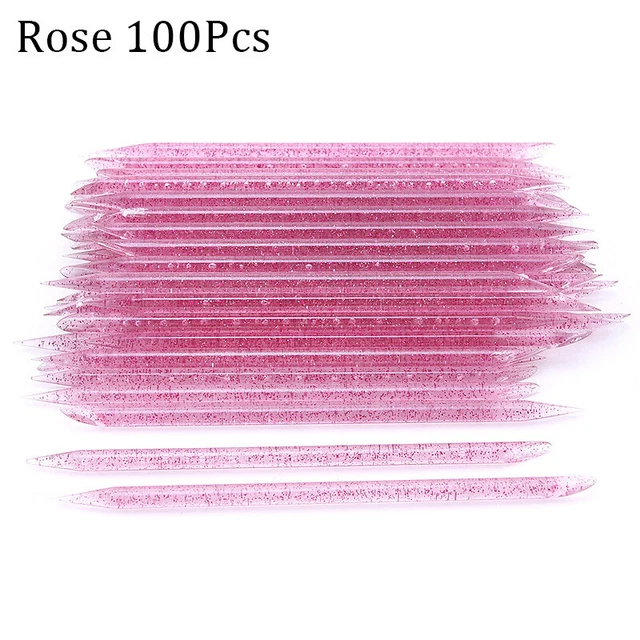 100 piezas Herramienta removedora de cutículas de palo de cristal reutilizable Cuidado de uñas Herramienta de manicura Sn