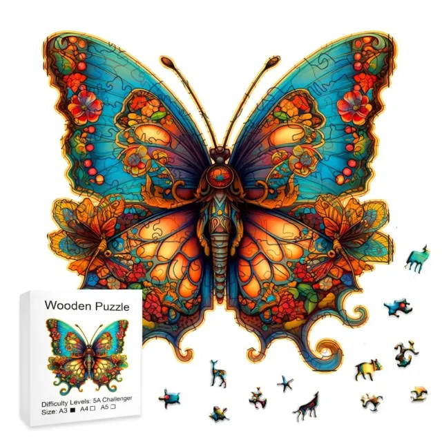 EXA A3 Size L - BUTTERFLY Wooden Jigsaw Puzzles Large Unique Stress Reduction UK