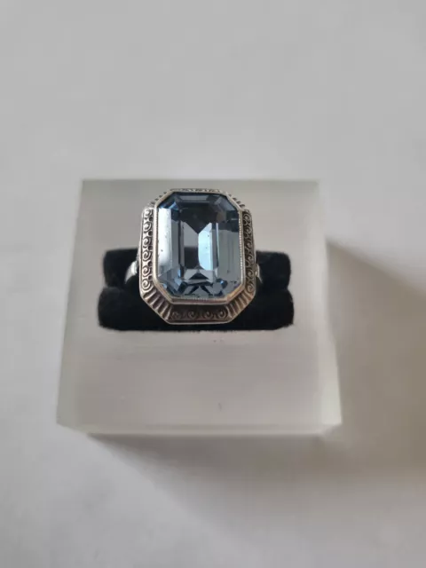 835er  Silber  antiker Art-Deco  Ring blauer Spinell