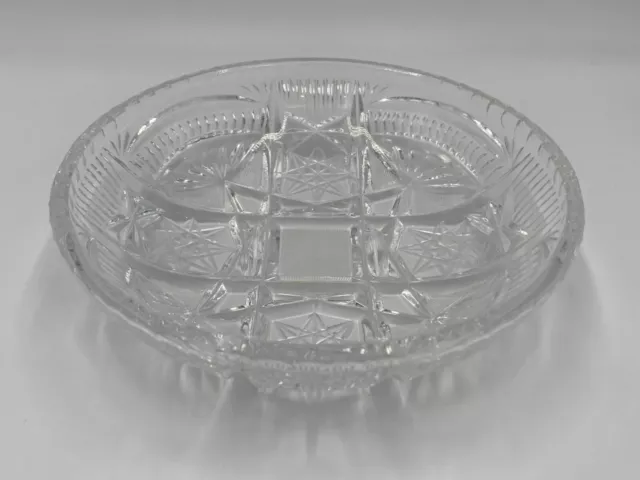 Cut Glass Bowl American Brilliant Period? Smooth Rim 7 Inches