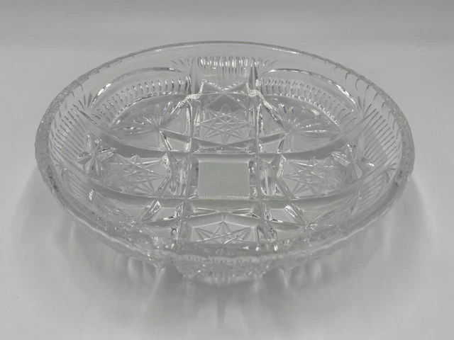 Cut Glass Bowl American Brilliant Period? Smooth Rim 7 Inches