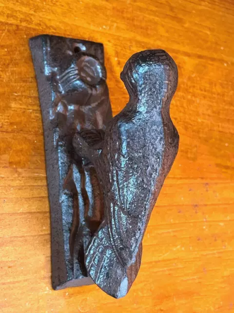 Cast Iron Woodpecker Bird Door Knocker Rustic Brown Color 15x10x45cm