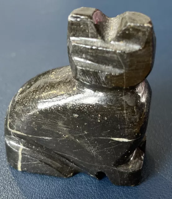 Magnifique figurine sculptée de chat en pierre noire - Stylisé - Pour collection