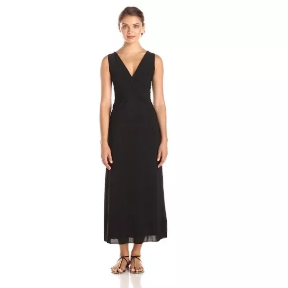 Star Vixen Sleeveless V-Neck Surplice Maxi Dress Black Medium Empire Waist