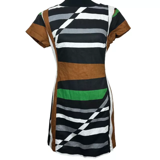 Derek Lam For Design Nation Dress Womens 10 Color Block Linen Blend Mini Zipper