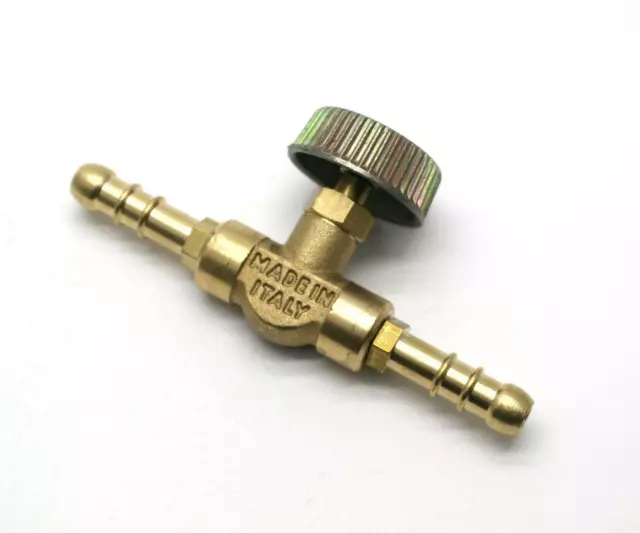 Inline Brass Needle Valve for Gas/Air/lpg 8mm I/D hose made in Italy (50)