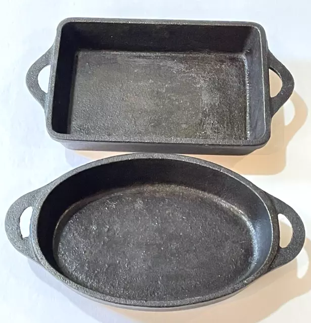 Old Mountain Cast Iron Small 4.5" Single Serve Bake Dish Pair Oval & Rectangular