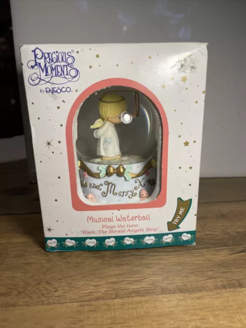 2001 Precious Moments Enesco Musical Snow Globe "Hark, The Herald Angels Sing"