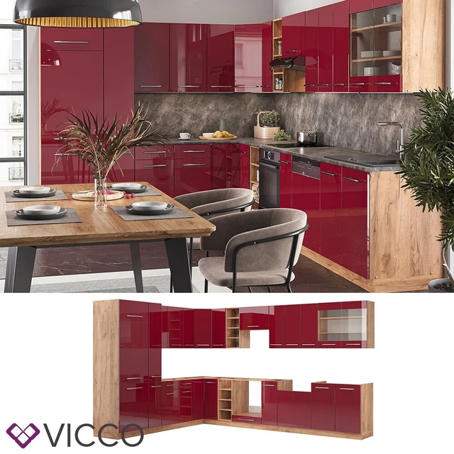 Vicco cuisine en angle, chêne vert et orchêne doré, 160x60cm sans pt