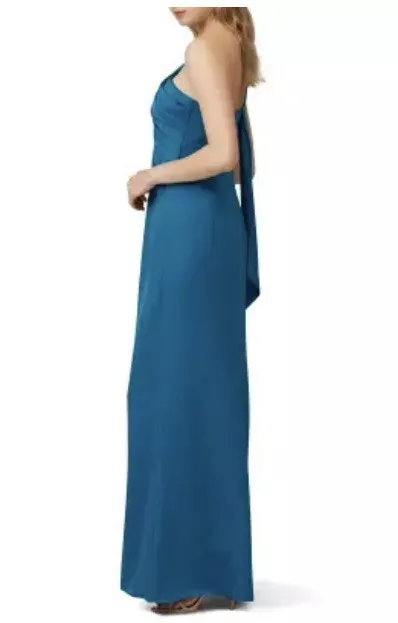 RACHEL ZOE Kareem Gown one shoulder maxi pleated Grecian satin formal blue 10 3