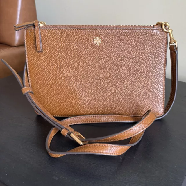 Tory burch crossbody Slim Double Zip Brown Bag