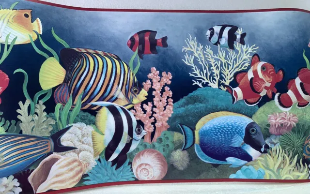 Papel pintado Village Border 15' peces tropicales nuevo sellado océano mar