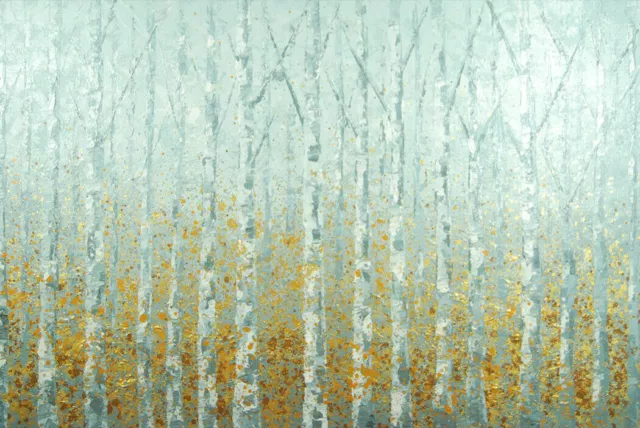 Modern Abstract Hand-painted Art Canvas Oil Painting Home Decor Birches (Framed) 2