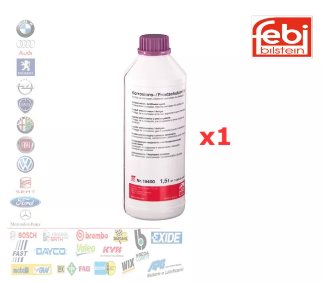 Liquido Antigelo Radiatore Viola G12+ Plus Vw Mercedes Audi 1,5 Litri Febi 19400