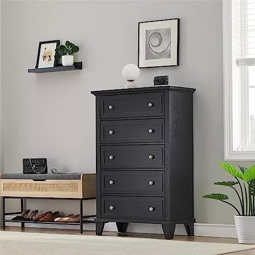 Modern 5 Drawers Dresser, 48 Inch Tall Dresser With Large Drawer for Living Room