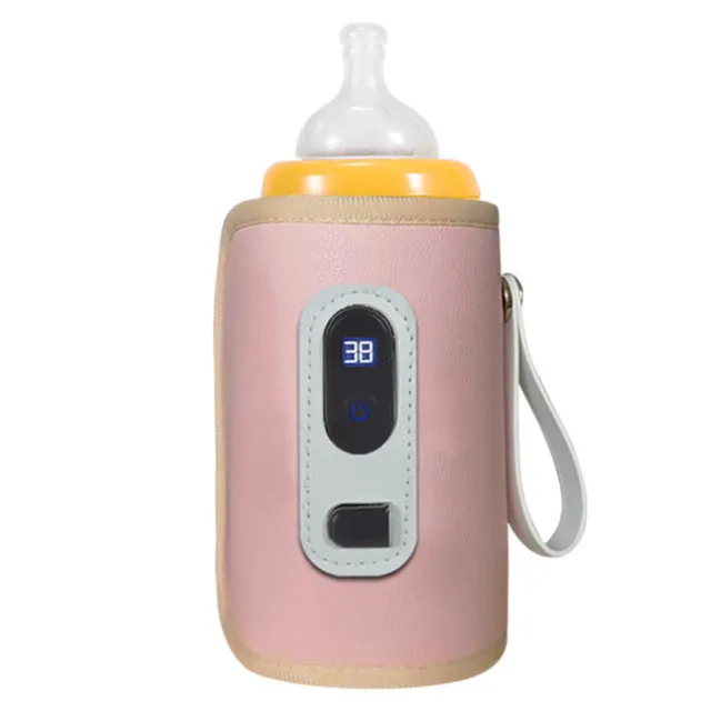 US (Pink)Baby Milk Bottle Warmer USB Digital Display 5 Speeds Portable Baby Milk