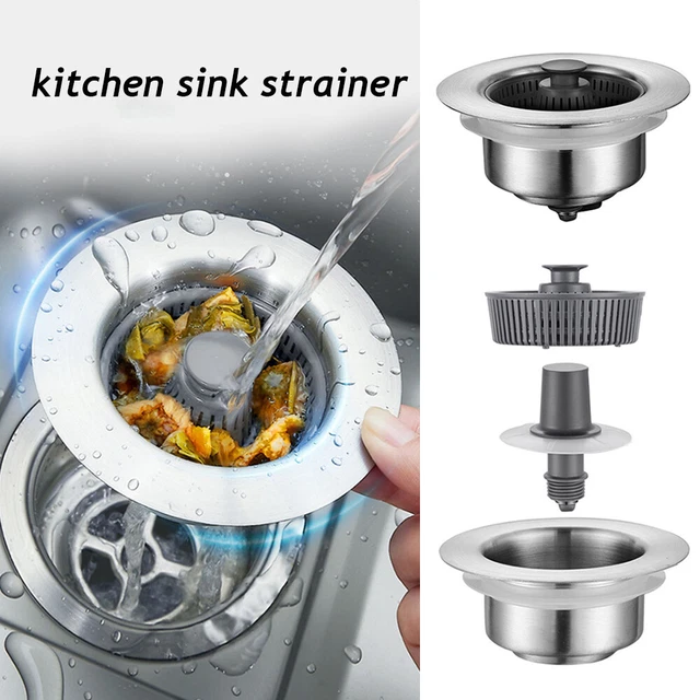 Passoire Et Bouchon Combo 3 En 1 Pour évier - Acier Inoxydable, Universel Pour Trou De 70 à 86mm