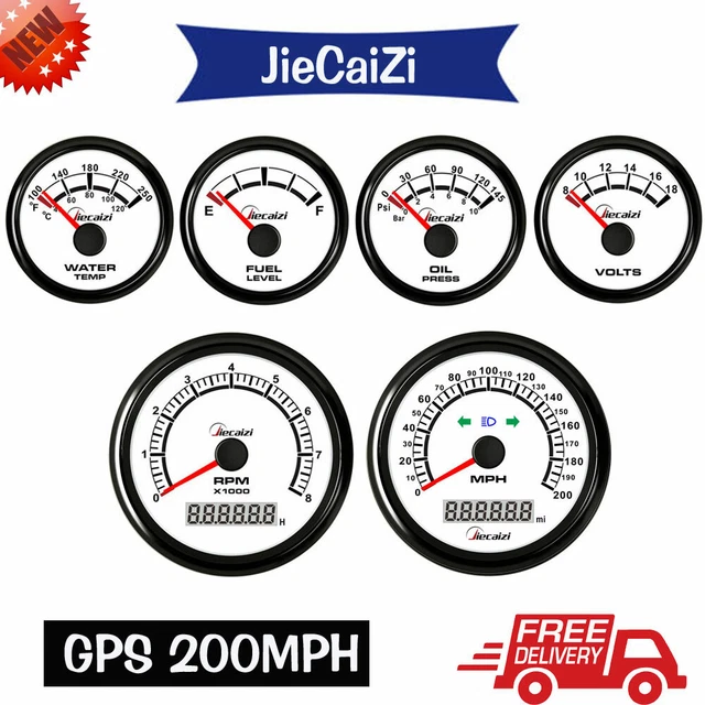 6 GAUGE SET with senders 200mph speedo tacho oil temp fuel volts for