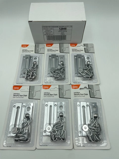Box of 6 Security Door Chain Task Master Satin Chrome Finish AUS Stock