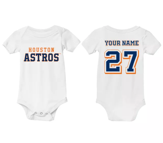 Personalized Houston Astros Kids Tshirt Baby Bodysuit Infant Toddler Custom