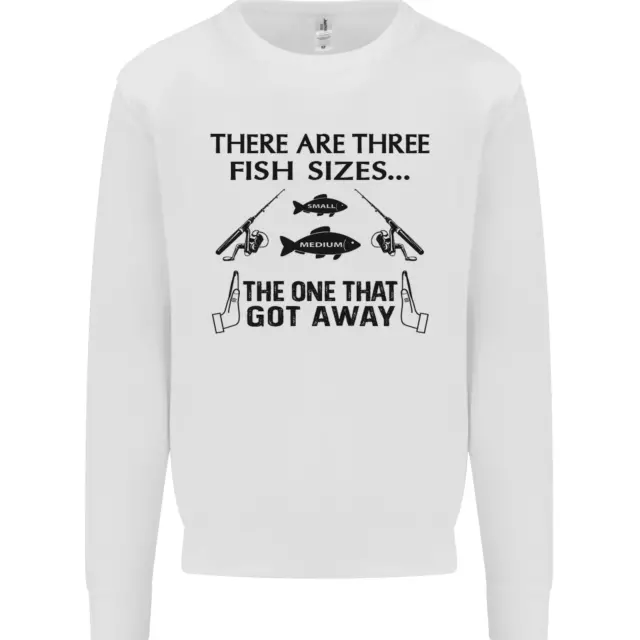 Three Fish Sizes Funny Fishing Fisherman Kids Sweatshirt Jumper