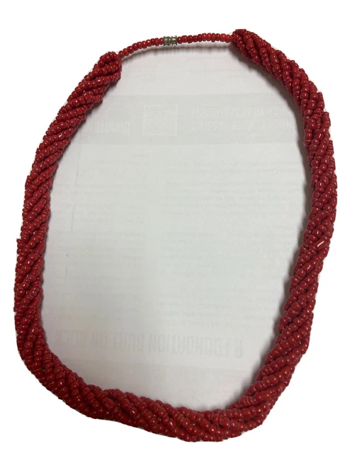 Charming Charlie Red Faux Coral Multi Strand Necklace Pre-owned