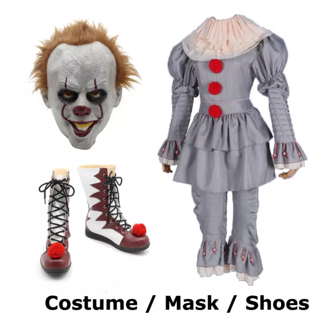 New Stephen King It Pennywise Cosplay Costume Halloween Clown Outfit  Hot