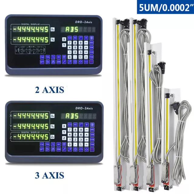 4"-20" Linear Glass Scale 2/3 Axis DRO Precision 5um Linear Encoder Mill Lathe