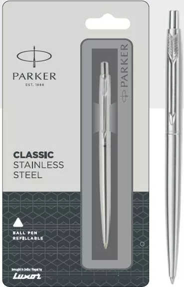 Parker Classic Stainless Steel Chrome Trim CT Ballpoint Pen, Fine Blue Ink