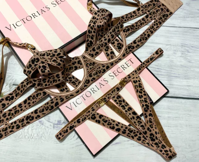 Victoria's Secret Luxe Lingerie Banded Strappy Demi Bra 3Pc Set bra+Cheeky+Belt