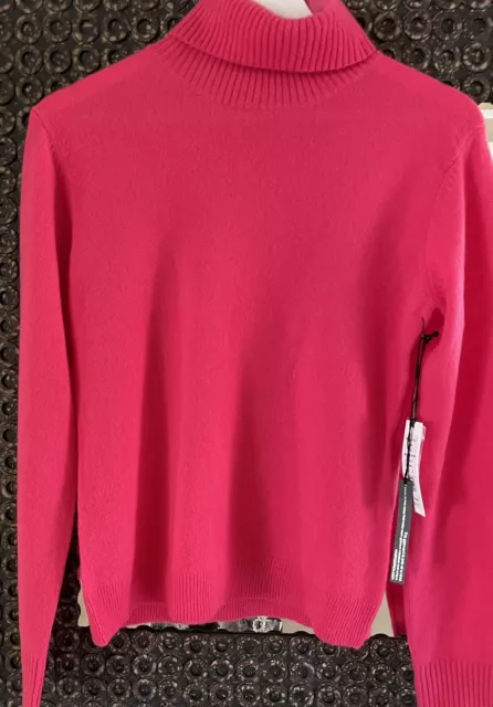 Michael Stars NWT Claire 100% Cashmere Turtleneck Sweater, Azalea, Medium