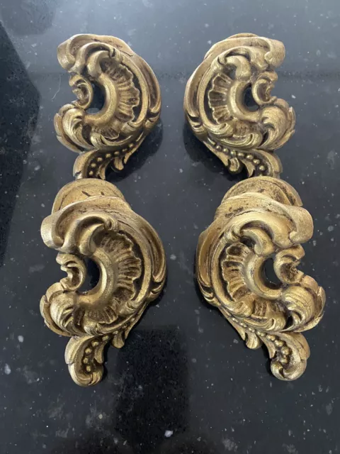 Two pair Antique Brass Curtain Tie Backs