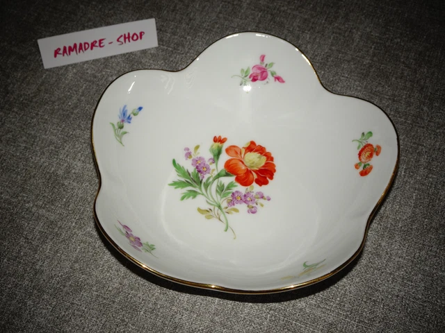 MEISSEN BUNTE BLUMEN wunderschöne Schale in besonderer Form 14,5 cm in ...