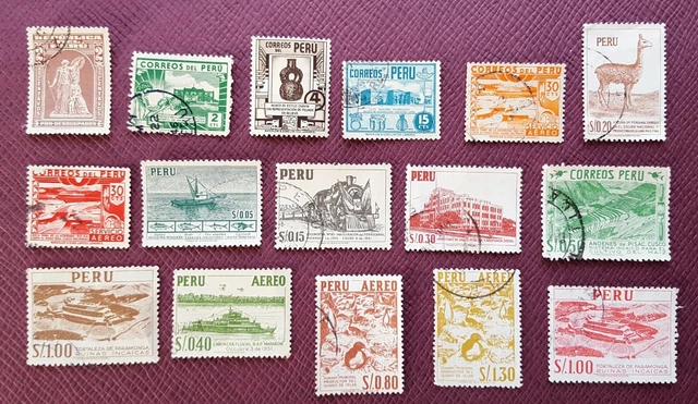 16 Briefmarken aus Peru 1938-62, Landesmotive, gestempelt