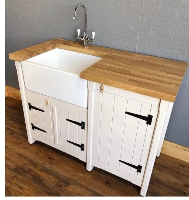 Belfast Sink With Cupboard, Oak Top.