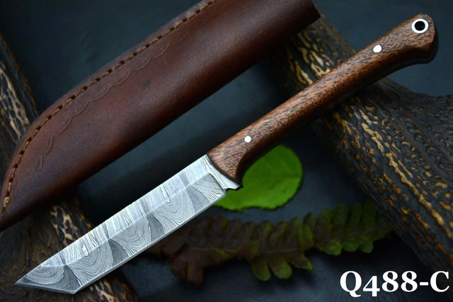 8.4" OAL Custom Hand Forged Damascus Steel Hunting Knife Handmade (Q488-C)