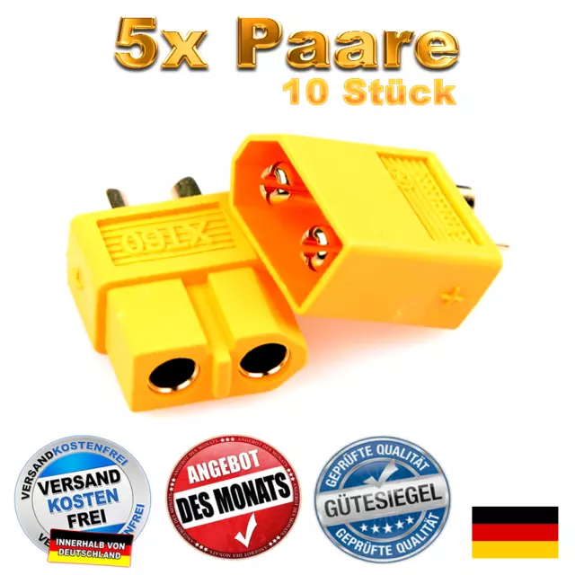 5 Paare 10 Stück  XT60 Goldstecker Stecker Buchse Male Female Lipo Akku XT 60 RC