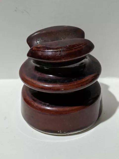 Vintage Locke Hi-Top 66 USA Porcelain Power Line Insulator Ceramic Brown 4