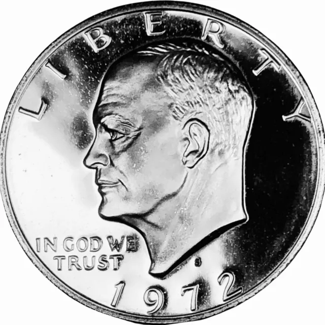 1972 S Eisenhower One Dollar Frosty Proof 40% Silver US Coin #350