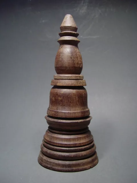 BURMESE ARCHITECTURAL ROSEWOOD SPIRAL STUPA ELEMENT. 19th C. MANDALAY PERIOD