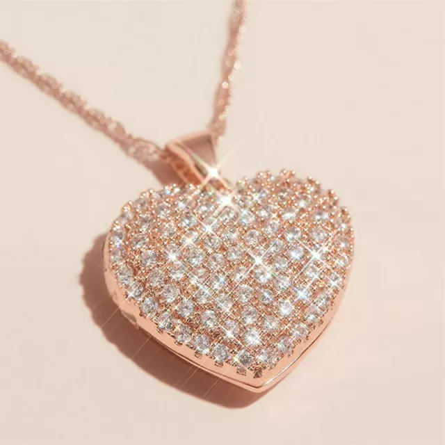 Luxury Cubic Zircon 14k Rose Gold Plated Necklace Pendant Women Wedding Jewelry