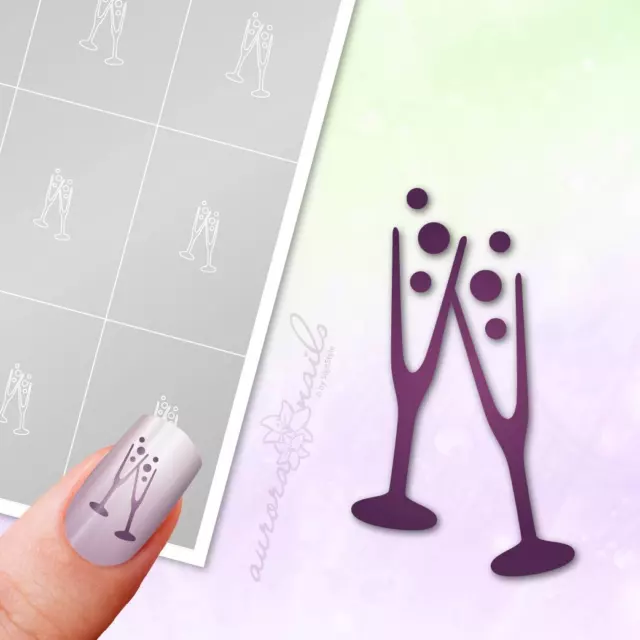 Plantillas para aerógrafo y arte de uñas M458 vasos de vino espumoso Nochevieja 40 plantillas