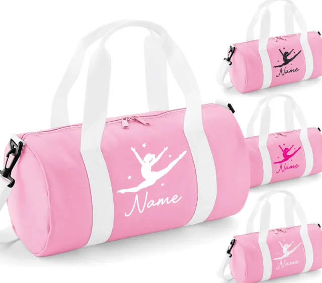 Personalised Dance Bag Girls Pink Barrel Gymnastics Ballet Dancing Gym Kit Large