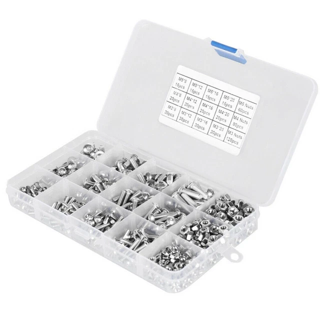 Kit viti e dadi in acciaio inox di alta qualità 500 pz assortimento M3 M4 M5