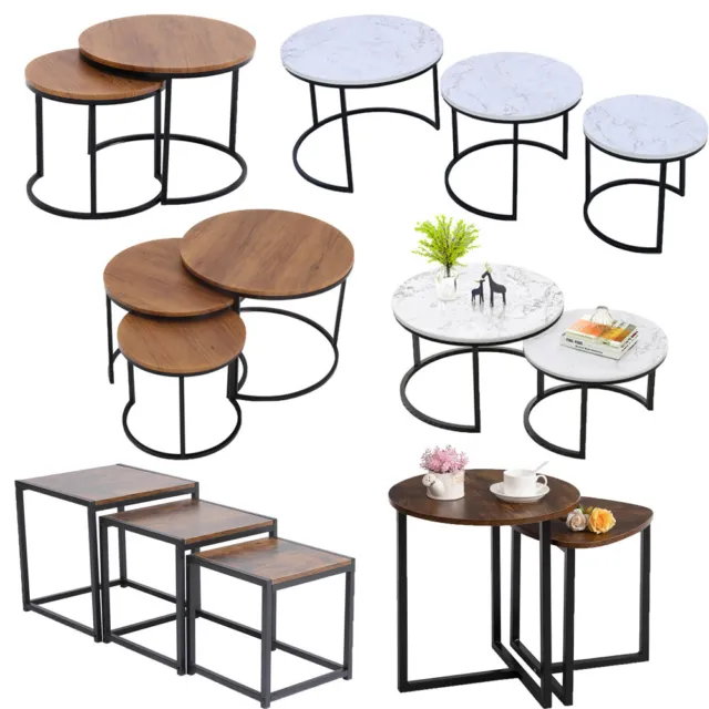 2/3x Nest of Tables Nested Coffee Table Nesting Round Side End Table Living Room